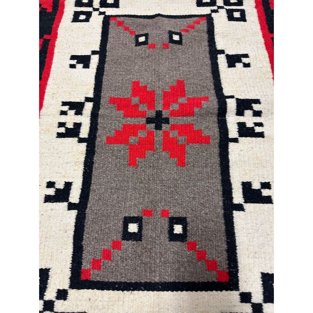 Vtg Southwestern Country Wool Area Rug Rare 62x30" Hand-loomed Rustic Aztec - Picture 2 of 9